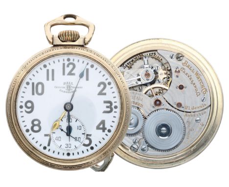 Ball Watch Co. 10k gold filled lever set pocket watch, circa 1942, signed 'Official Standard' 21 jewel adjusted 5 positions m