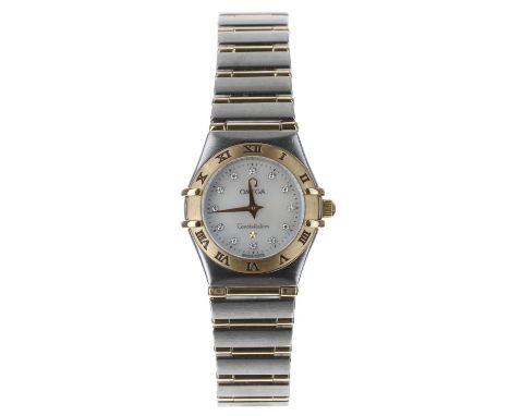 Omega Constellation gold and stainless steel lady's wristwatch, reference no. 795.1203, serial no. 56604xxx, circa 1998, moth