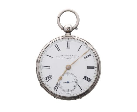 Victorian silver fusee lever pocket watch, London 1881, the movement signed John Myers & Co., Westminster Bridge Rd, London, 