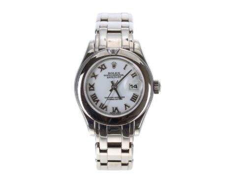 Rolex Oyster Perpetual Datejust Pearlmaster 18ct white gold lady's wristwatch, reference no. 69329, serial no. W074xxx, circa
