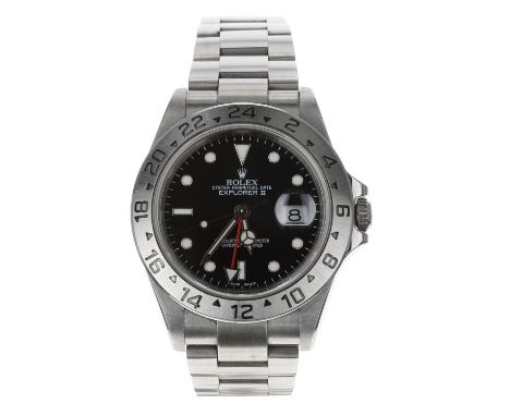 Rolex Oyster Perpetual Date Explorer II stainless steel gentleman's wristwatch, reference no. 16570, serial no. F977xxx, circ