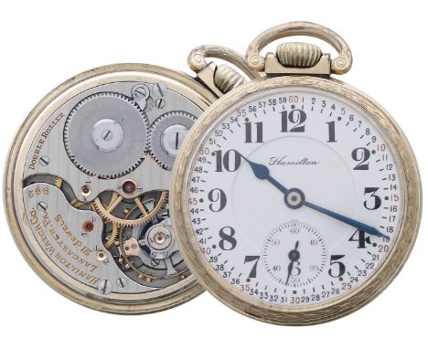 Hamilton Watch Co. 10k rolled gold plated lever set pocket watch, circa 1916, cal. 992 21 jewel adjusted 5 positions movement