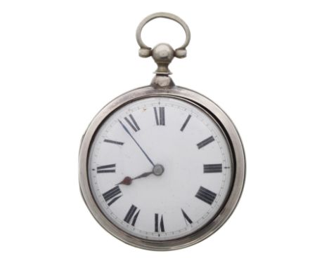 George III silver pair cased verge pocket watch, London 1802, the fusee movement signed Solomon Levy, Deal, no. 919, with pie
