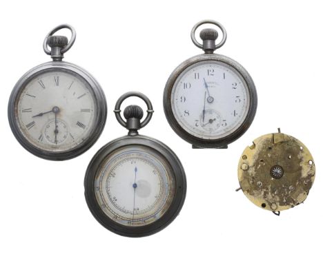 Ingersoll Yankee pocket watch for repair; together with a nickel cased pocket watch for repair; nickel cased cylinder pocket 