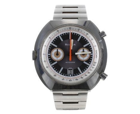 Bulova Chronograph 'F' automatic stainless steel gentleman's wristwatch, reference no. 7081, case no. 3-351xxx, N2, circa 197