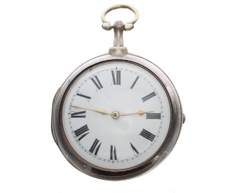 George III silver verge pair cased pocket watch, London 1811, unsigned fusee movement, no. 42773, with pierced engraved balan