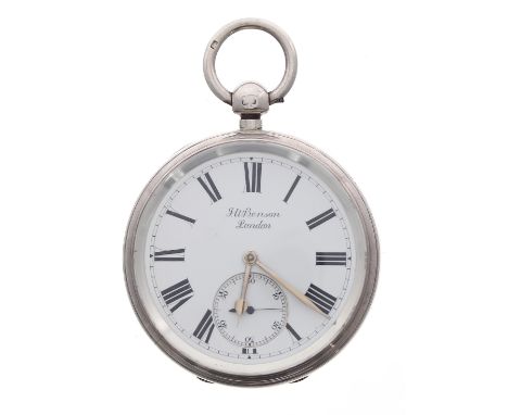 J.W. Benson 'The Ludgate Watch' silver lever pocket watch, London 1896, signed movement, no. 74776, hinged cuvette, signed di