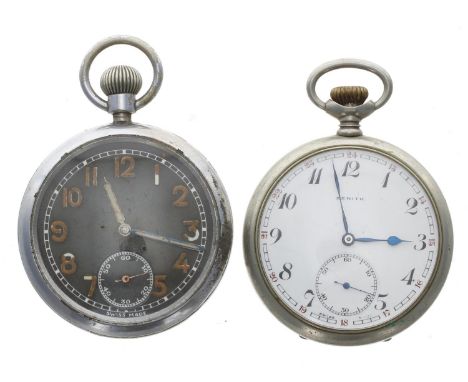 Zenith Grand Prix British Military nickel cased lever pocket watch, signed movement, no. 3246449, cuvette inscribed 'Grand Pr