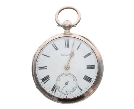 Victorian silver lever pocket watch, Chester 1886, the movement signed John Thomas, Carmarthen, no. 31991, with engraved bala