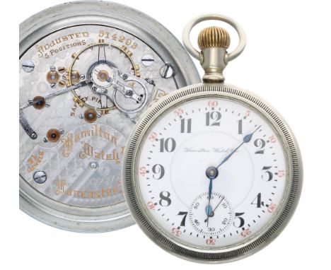 Hamilton Watch Co. lever set pocket watch, signed 940 21 jewel adjusted 5 positions movement, no. 514293, with compensated ba