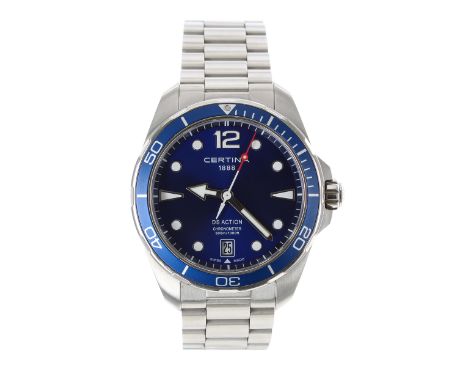 Certina DS Action Chronometer stainless steel gentleman's wristwatch, reference no. C032451, serial no. KR0 ZMx 67x, blue dia