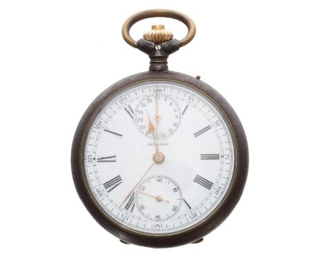 Swiss gunmetal centre seconds chronograph lever pocket watch, frosted movement, no. 23478 with compensated balance and regula