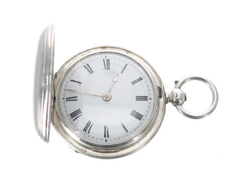 Victorian silver fusee verge hunter pocket watch, London 1877, signed Rob't Cooper, Bristol, no. 505, Roman numeral dial with