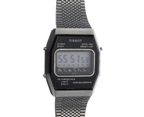 Tissot Chronograph Digital LCD stainless steel gentleman's wristwatch, Tissot stainless steel bracelet with adjustable clasp,