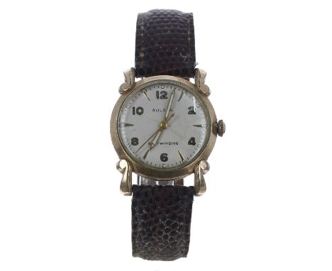 Bulova Self-Winding gold plated and stainless steel gentleman's wristwatch, case no. A337xxx, circa 1955, circular silvered d