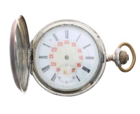 Columbus silver (0.800) lever set hunter pocket watch, signed gilt frosted movement with compensated balance and regulator, n