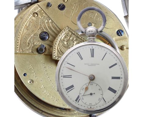 Thomas Yates 'slow beat' lever pocket watch, Chester 1843, the fusee movement signed Thos Yates, Preston, no. 464, with slow 