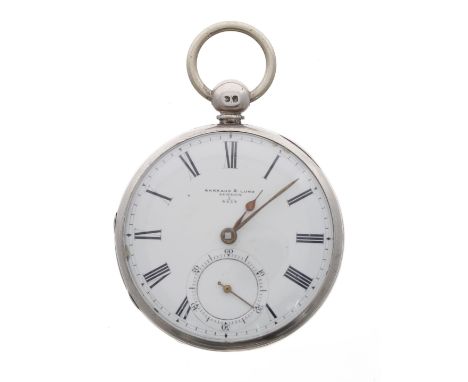 Barraud & Lund silver lever pocket watch, London 1853, the movement signed Barraud & Lund, Cornhill, London, no. 2/8459, with