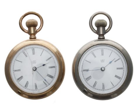 Waterbury Series N nickel cased duplex fob watch for repair, 38mm; together with a Waterbury Series N gold plated duplex fob 