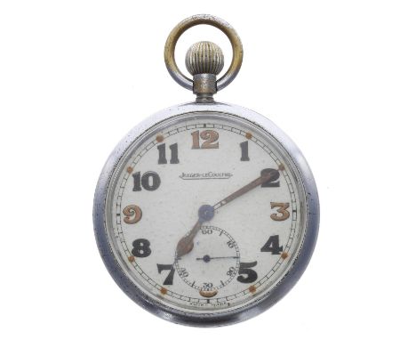 Jaeger-LeCoultre WWII British Military Army issue nickel cased lever pocket watch, signed cal. 467 gilt frosted movement, sig