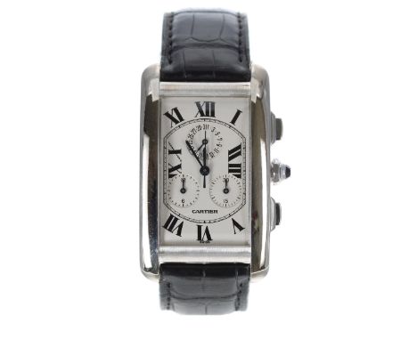 Cartier Tank Americaine Calendar Chronograph 18ct white gold gentleman's wristwatch, reference no. 2312, serial no. CC516xxx,