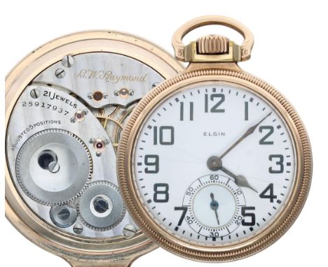 Elgin National Watch Co. 'B.W. Raymond' 10k gold filled lever set pocket watch, signed 21 jewel adjusted 5 positions movement