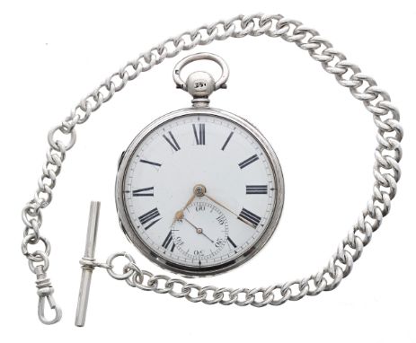 Victorian silver verge pocket watch, Glasgow 1857, unsigned fusee movement no. 8643, with pierced engraved balance cock with 