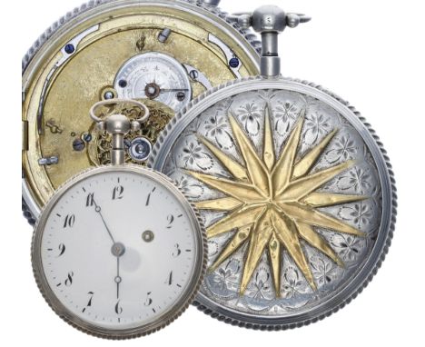 Continental 19th century silver quarter repeating pocket watch, the movement with plunge repeat, pierced balance cock and sil