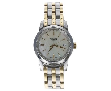 Tissot Classic Dream two-tone lady's wristwatch, ref. T03321OA, mother of pearl dial, quartz, 28mm-New battery fitted and cur
