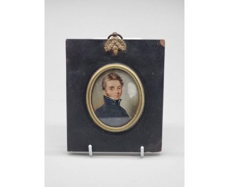 British School,&nbsp;early 19th century, head and shoulders portrait miniature of a gentleman, on ivory, 7.2 x 5.6cm oval, (s