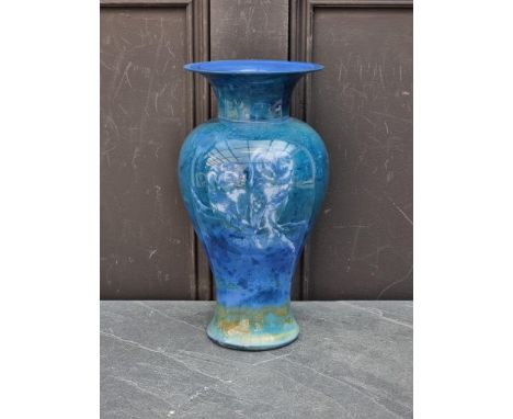 A Royal Worcester 'Sabrina' vase,&nbsp;circa 1929, painted with two owls, 31cm high, indistinctly signed, (cracks). 