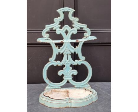 An unusual 19th century Continental enamel stick stand,&nbsp;69.5cm high. 