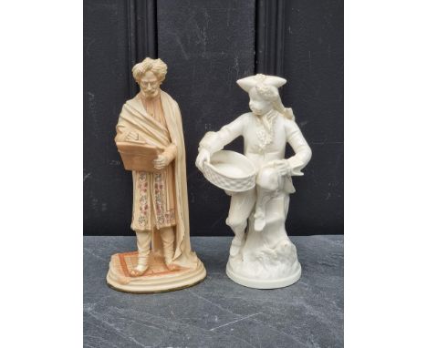 A Victorian Royal Worcester blush ivory figure of an Arab,&nbsp;20cm high; together with another Minton blanc de chine figure