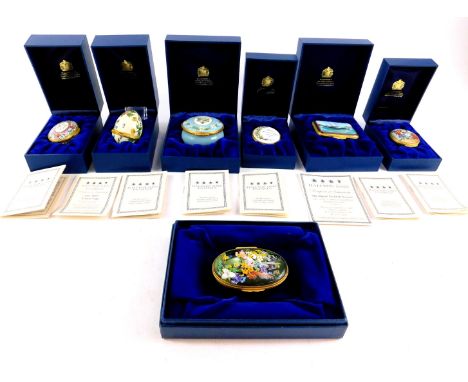 Six Halcyon Days enamel boxes, boxed with certificates, comprising The Royal Yacht Britannia, limited edition 421/750; The Be