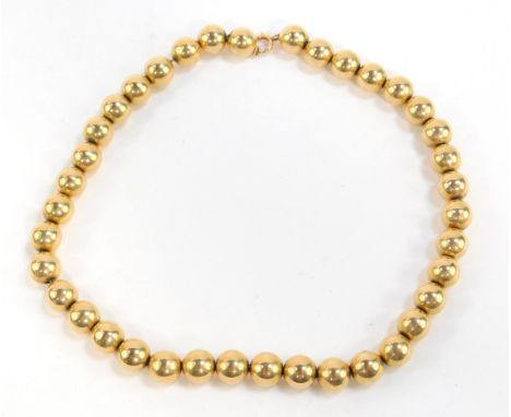 A ball set belcher link neck chain, on a bolt ring clasp, stamped 14K, 48.5g.