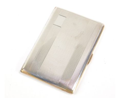 A cigarette case with engine turned decoration, stamped silver, 6.27oz.