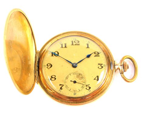 A Drusus early 20thC gold plated gentleman's hunter pocket watch, keyless wind, circular champagne dial bearing Arabic numera