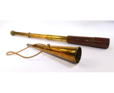 A Broadhurst Clarkson military three drawer telescope No 17273, leather bound, impressed TEL.SCT.REGT Mk II, 74cm long extend