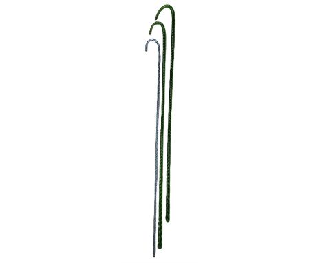  Nailsea type glass walking stick with blue double twist decoration L113cm and two green glass sticks