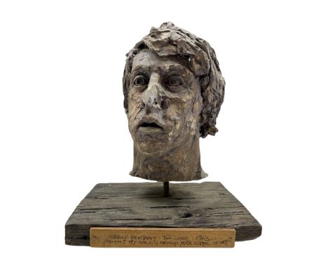 Sculptural clay Head by Tim Long, self portrait, dated 1963. Provenance: Tim Long student of Sally Arnup at York School of Ar