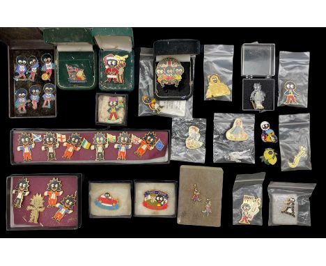 Collection of Golly badges including a set of six limited edition Golly-Go enamel flag badges 90/100, another set of four, ca