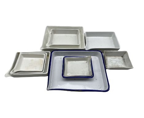 Ten photographic developing trays including ceramic Granitine examples etc
