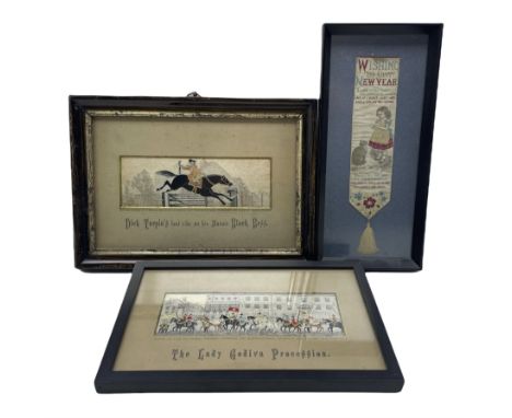 Victorian woven silk Stevengraph 'Dick Turpin's last Ride' with the Stevengraph advertisement on the reverse, another 'Lady G