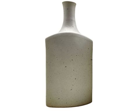 David Lloyd-Jones studio pottery square section vase with speckled glaze and impressed potters seal H32cm 