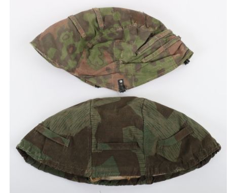 Waffen-SS and German Army Camouflaged Helmet Covers, being reversible pattern Waffen-SS camouflaged cover with metal fixing h