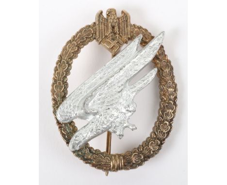 German Army Paratroopers Award Badge, two piece example produced in aluminium. Complete with pin and catch fixing to the reve