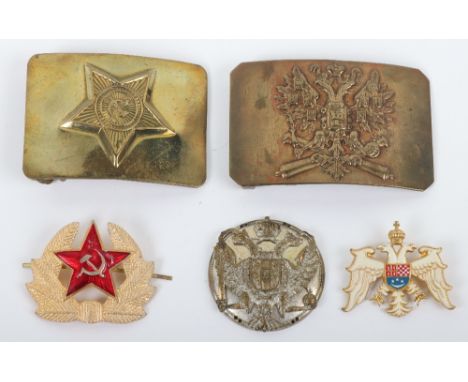 Imperial Russian Artillery Enlisted Ranks Waist Belt Clasp, fine stamped out brass example with fixed bars to the reverse; So