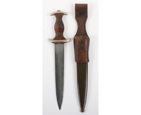 German Third Reich NPEA (Students) Dress Dagger, with brown grip having no eagle or emblems inserted. Original period top and