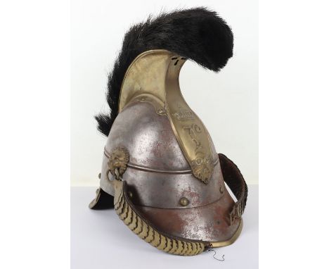 Bavarian M1842 Cuirassiers Helmet, steel shell with lion head side bosses holding the scaled chinstraps. Single Bavarian pain