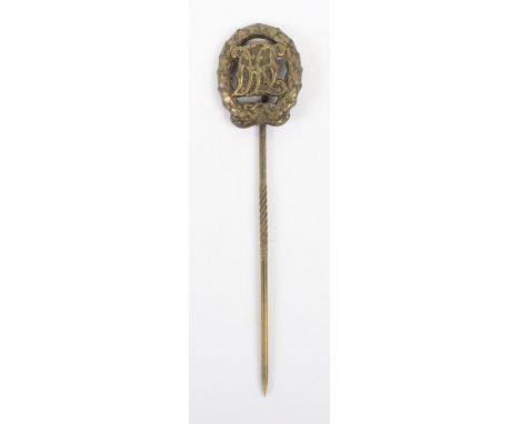 Third Reich DRL Sports Badge Miniature, bronze grade example on stick pin.